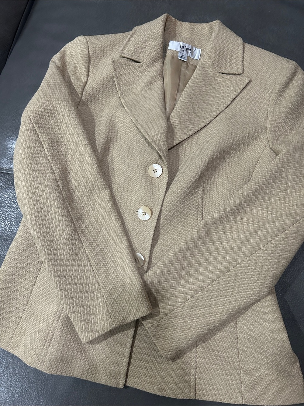 Le Suit Vintage Women's Tailored Cream Blazer Jacket sz 6P - Picture 4 of 7